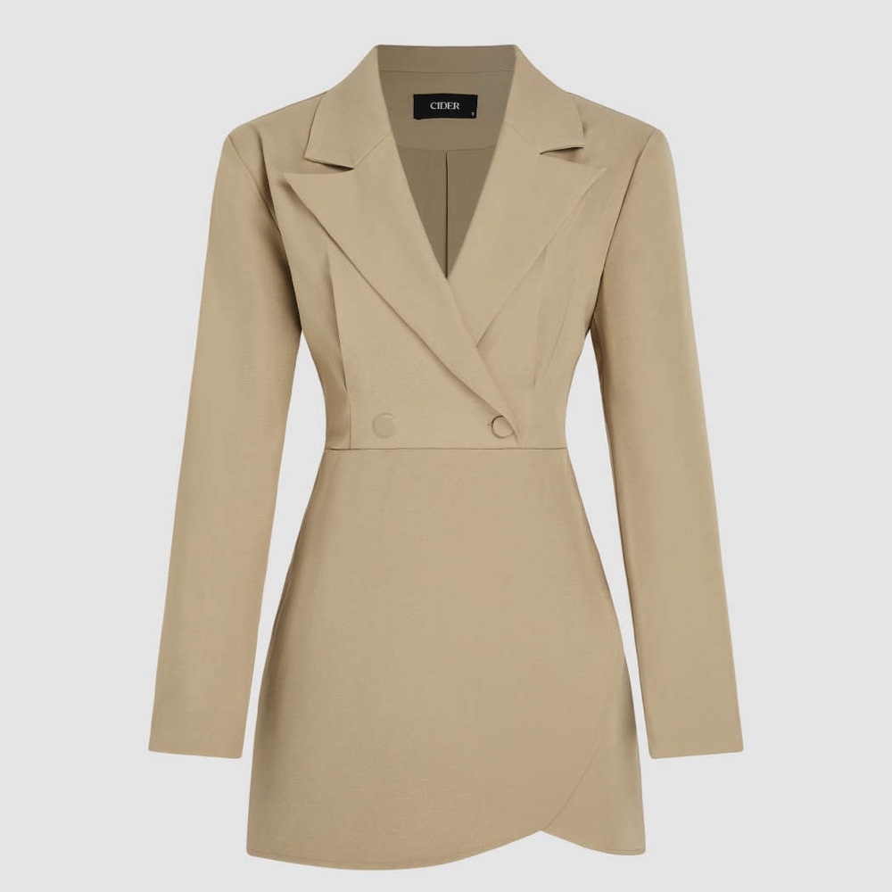 Cider Collar Solid Button Mini Dress - image 1